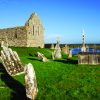 An Early Christian site founded by St. Ciaran in the mid-6th century on the eastern bank of the River Shannon. The site includes the ruins of a cathedral, seven churches, two round towers, three high crosses and the largest collection of Early Christian graveslabs in Western Europe.